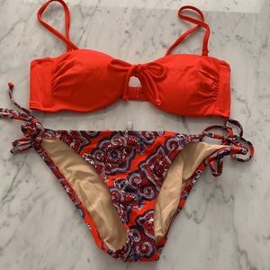 J. Crew red paisley bikini